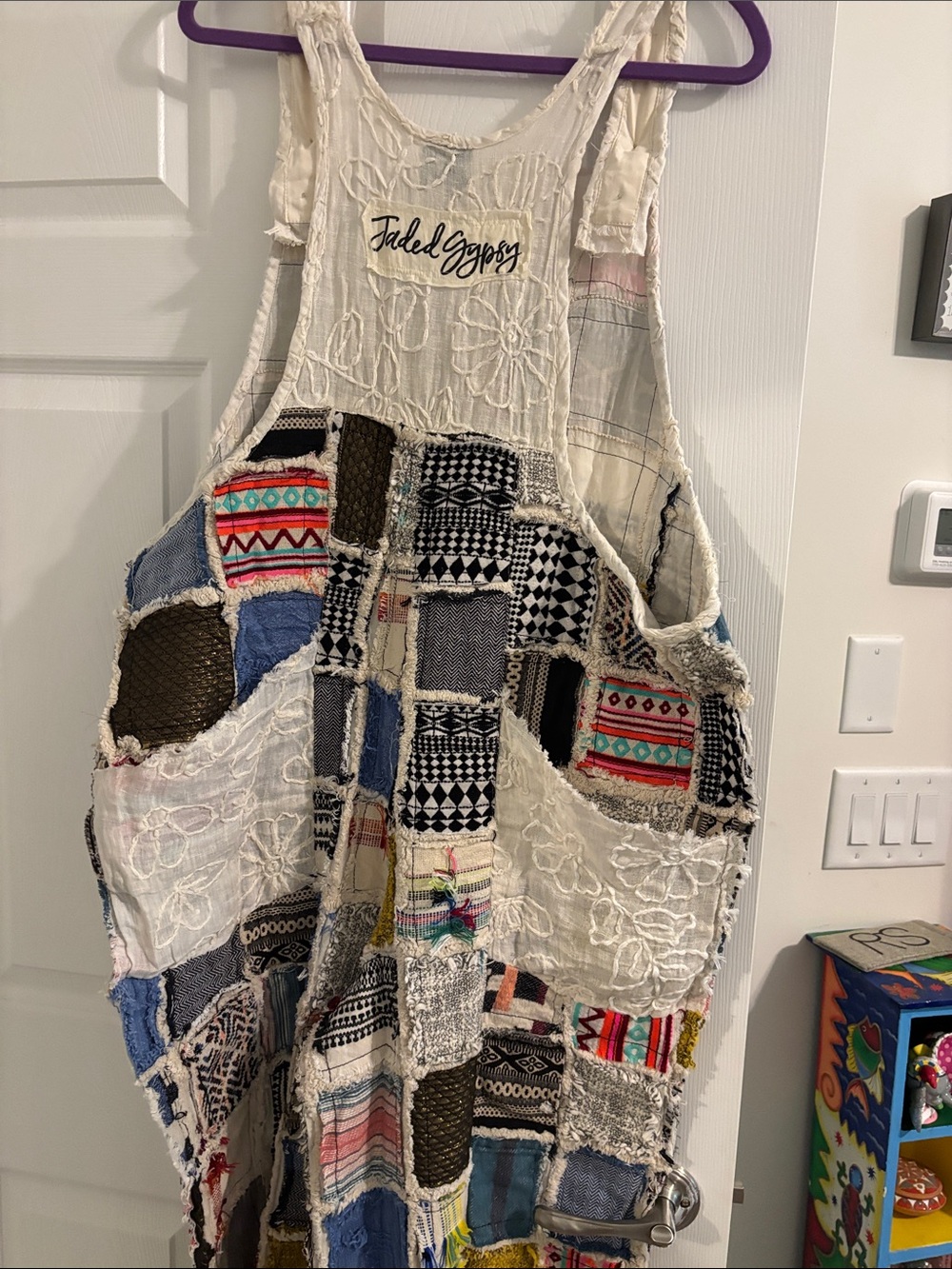 Patchwork Multicolor Boho Overalls - Picture 8 of 8